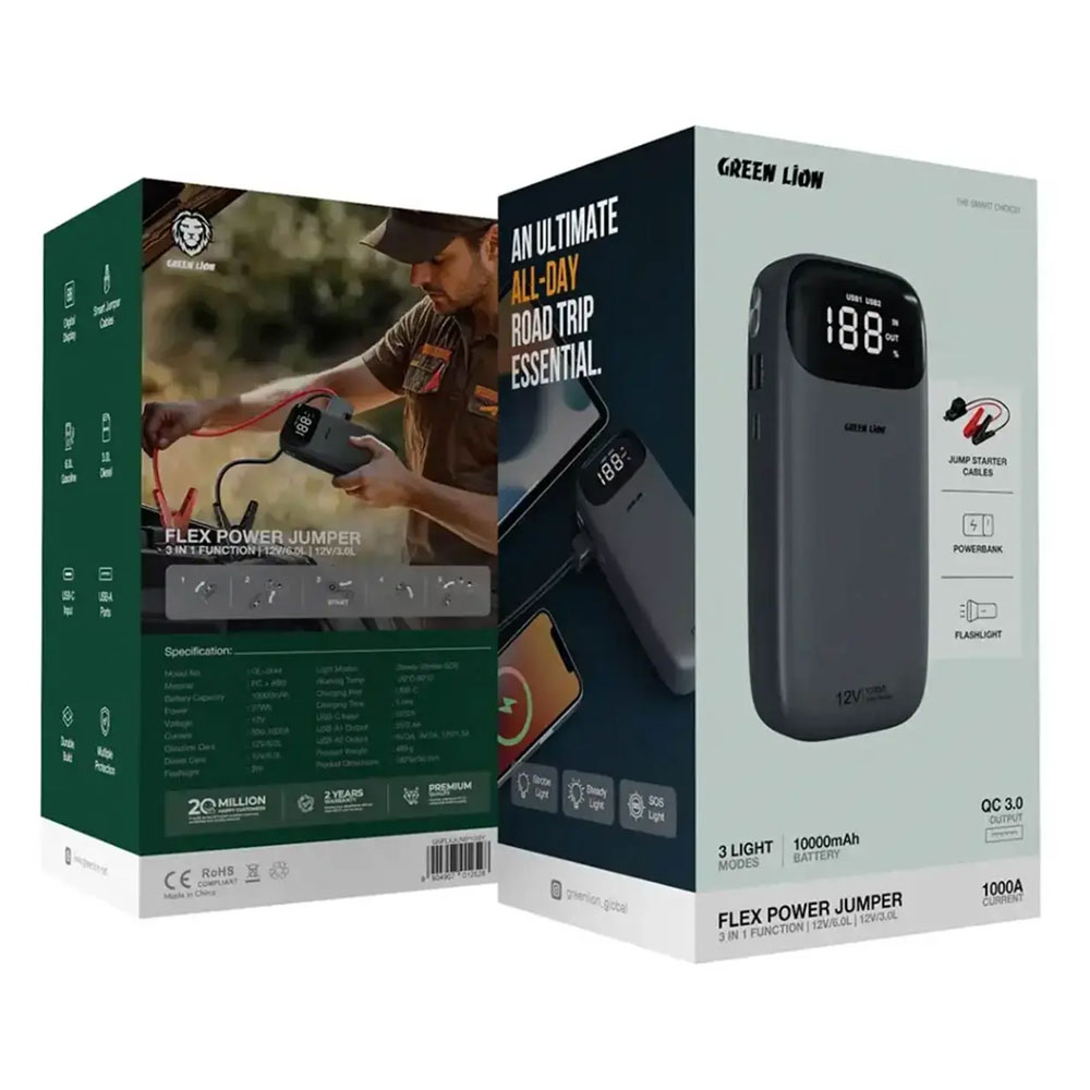 پاور بانک گرین لاین مدل Green Lion Flex Power Jumper 10000mAh GL-JX44