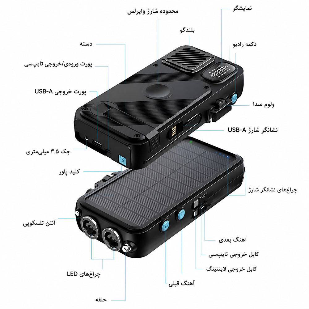 پاور بانک سولار پاورولوژی مدل Powerology PPBCHA49 16000mAh