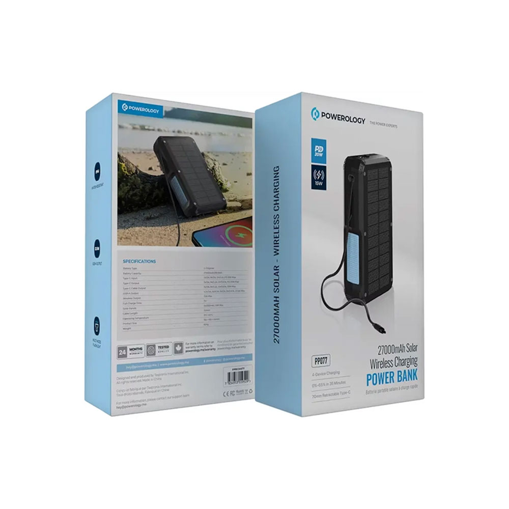 پاور بانک سولار پاورولوژی مدل Powerology PPBCHA77 27000mAh
