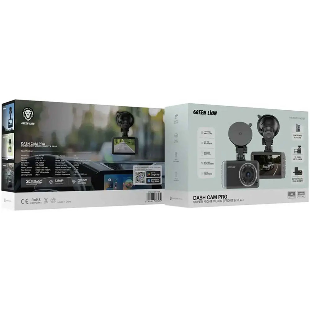 دوربین ثبت وقایع جلو و عقب خودرو گرین لاین Green Lion Dash Cam Pro