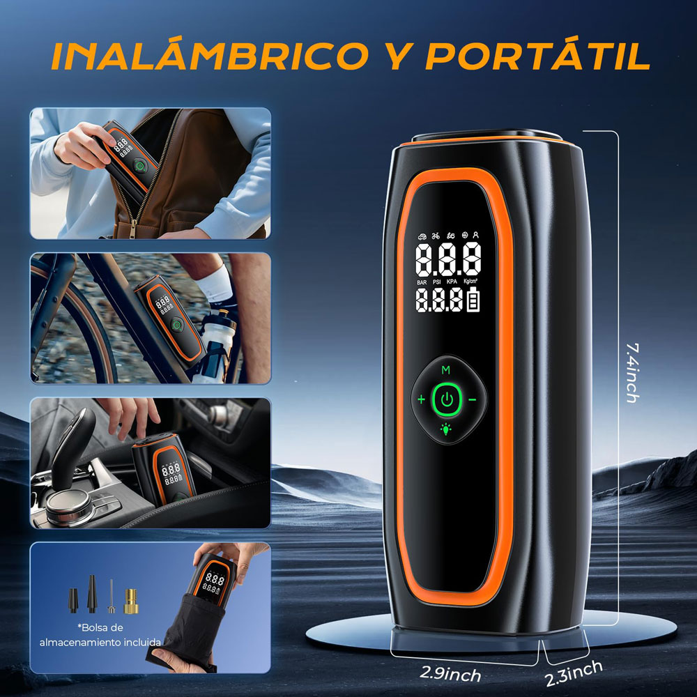 کمپرسور و پمپ باد شارژی پورودو Porodo Voltair Inflator 220PSI