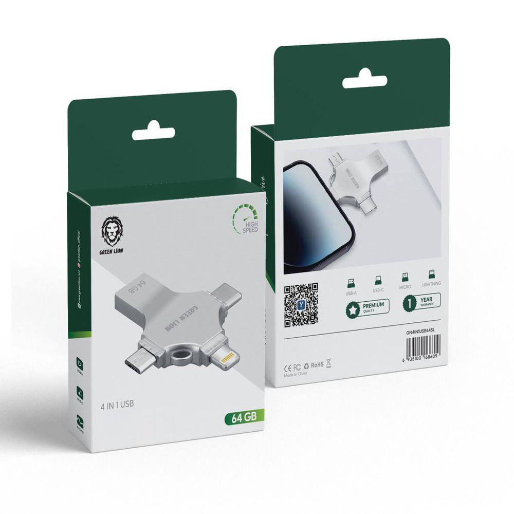 فلش مموری گرین لاین مدل Green Lion 4-in-1 USB Flash Drive 64GB
