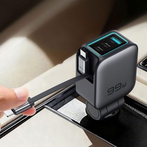 شارژر فندکی ماشین گرین لاین مدل Green Lion Retractable 99w GL-CC26با کابل جمع شونده