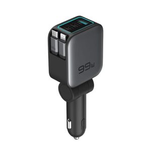 شارژر فندکی ماشین گرین لاین مدل Green Lion Retractable 99w GL-CC26 با کابل جمع شونده