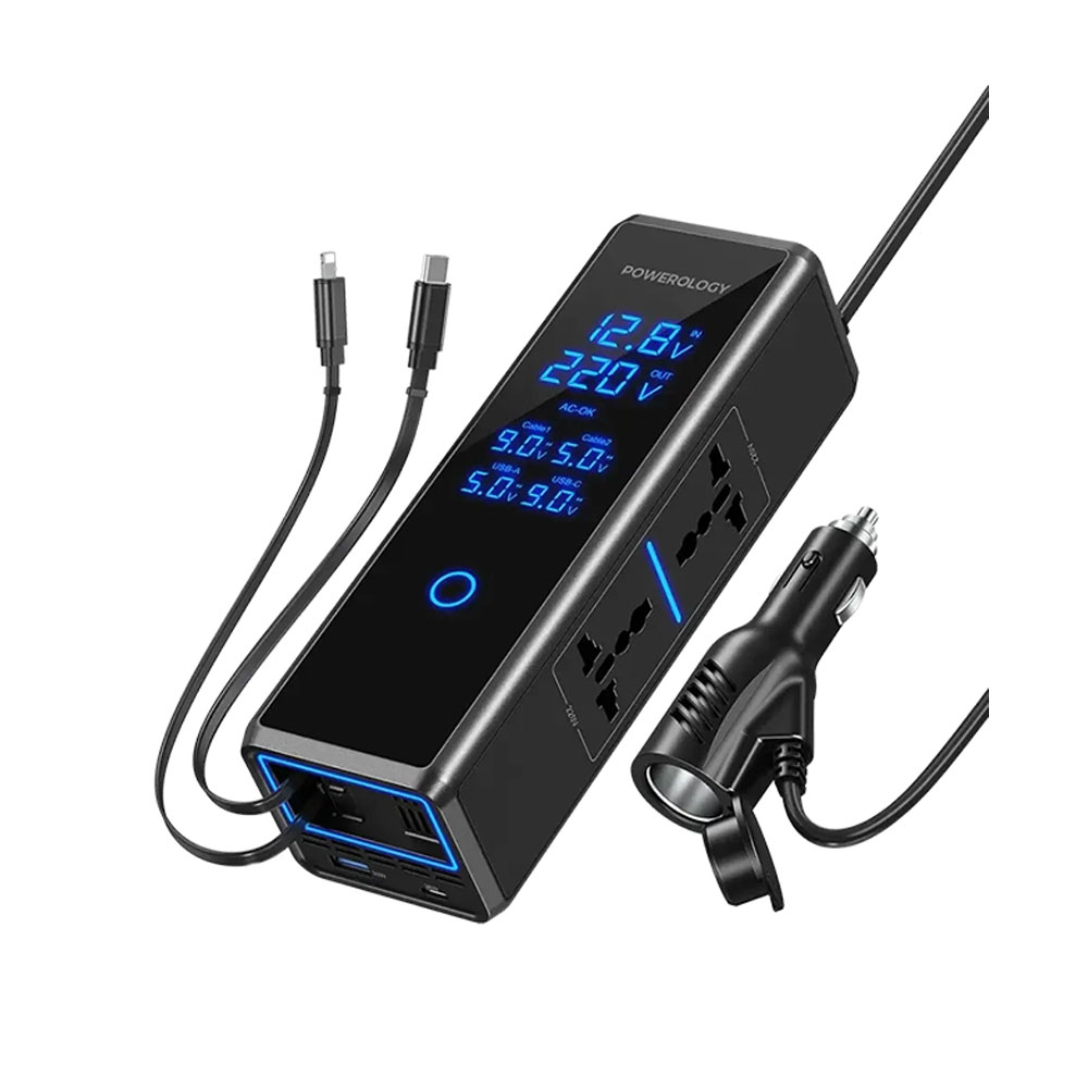 اینورتر فندکی خودرو پاورولوژی مدل Powerology 300w PWCPI300w