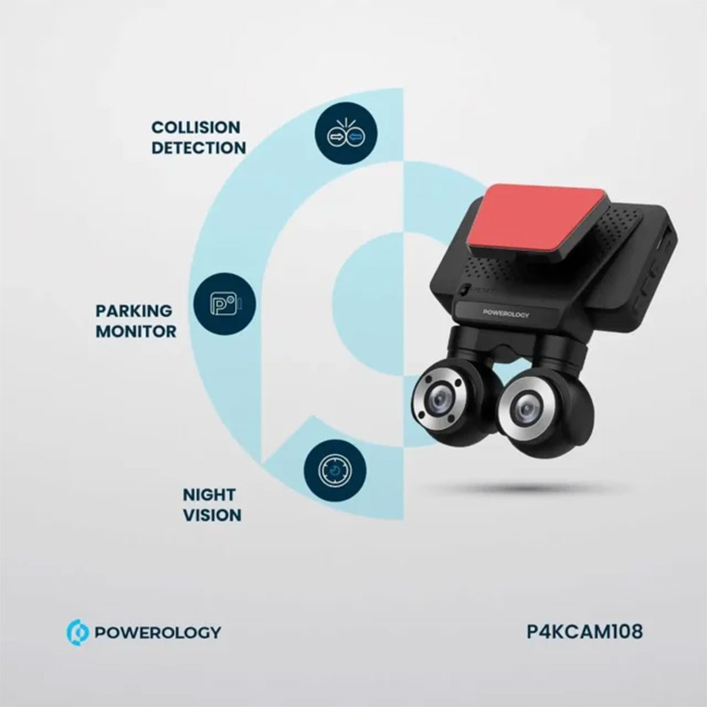 دوربین 3 لنز ثبت وقایع خودرو پاورولوژی مدل Powerology Sentra Dash Camera pwcam108